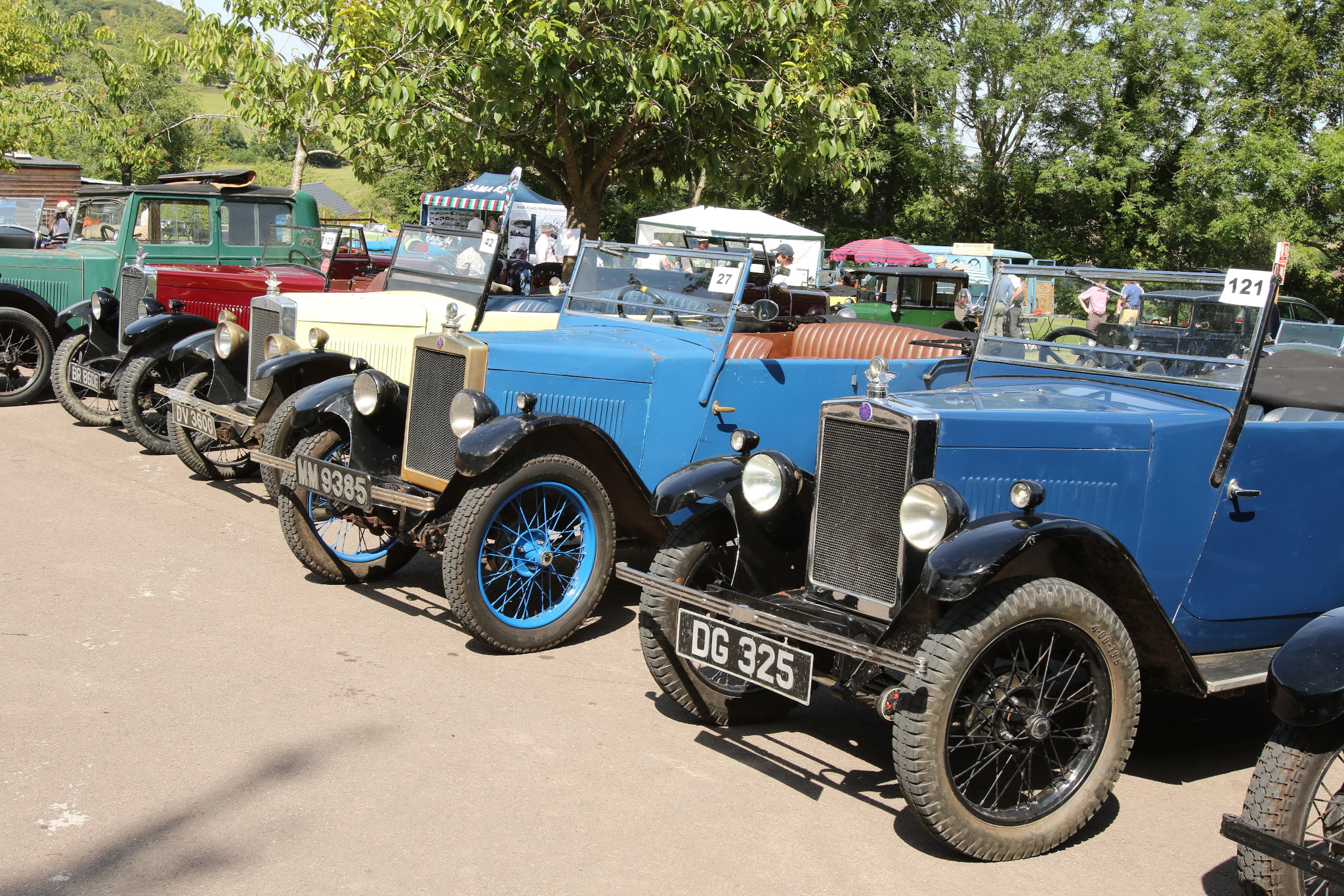 Vintage cars gathered in the Shelsley Walsh paddock