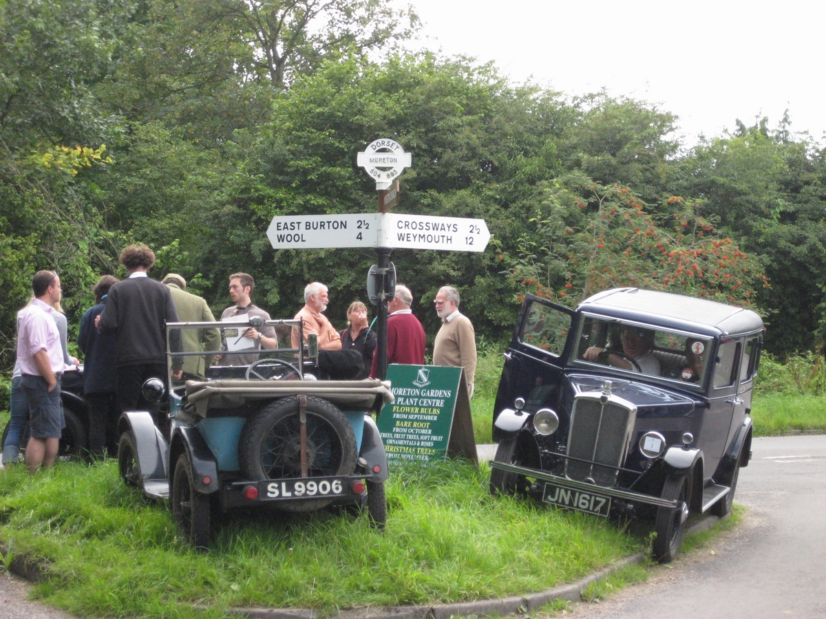 Vintage cars gathered on a country tour